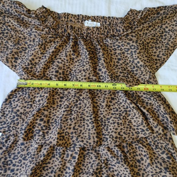 FSL Apparel Size S Women's Leopard Gray Ruffle Sleeveless Sheath Lined Dress - Picture 3 of 6